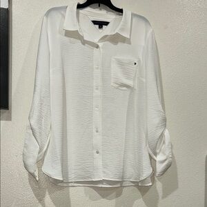 Tommy Hilfiger Crisp  antique White Collared Shirt